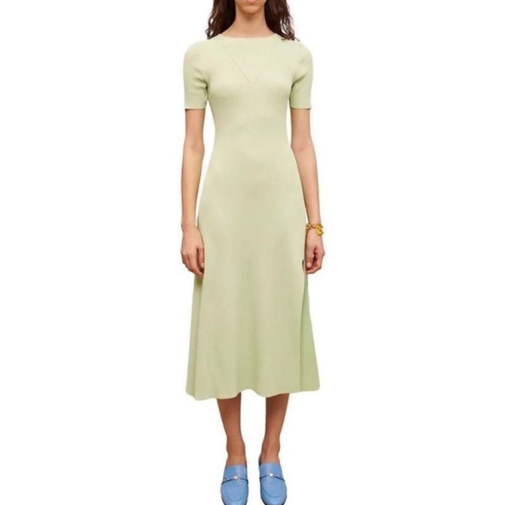 Sandro Maje Rib-Knitted Scoopback Midi Dress Size 38